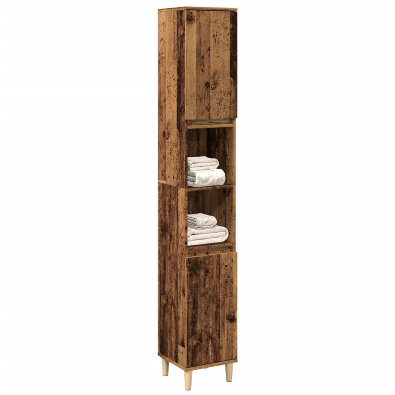 Armoire de salle de bain vieux bois 30x30x190cm bois ingnierie