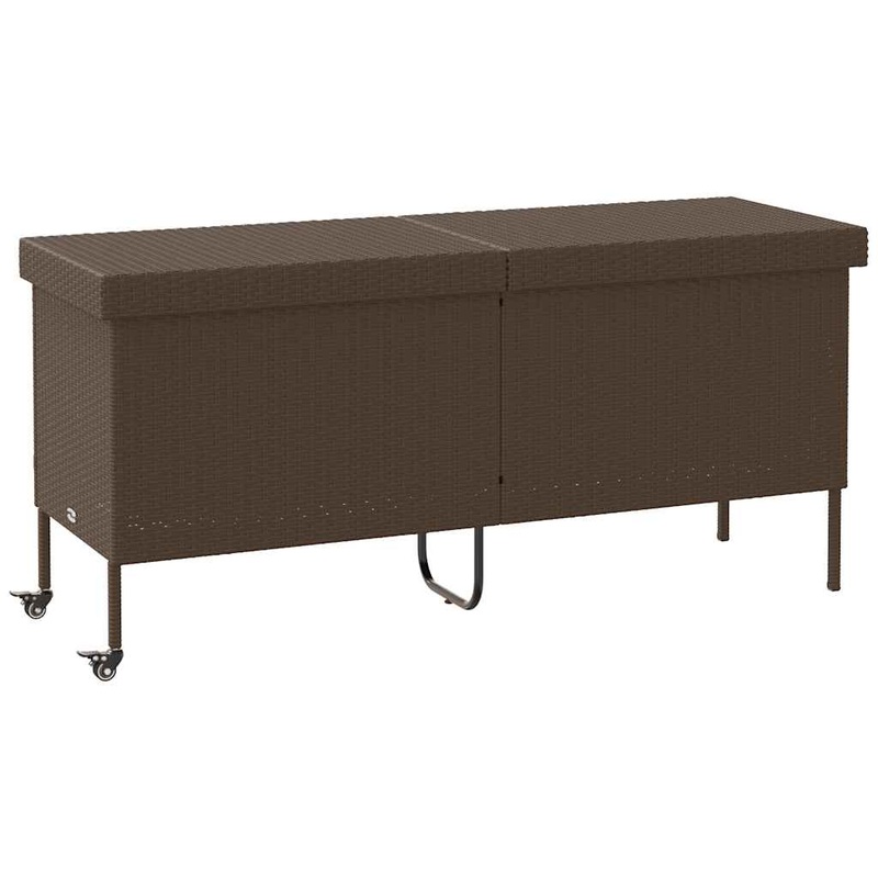 Bote rangement jardin roues marron 160x55x75 cm rsine tresse