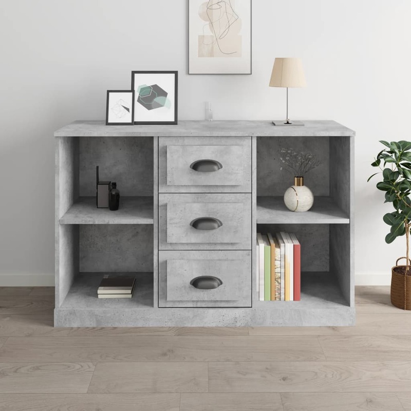 Buffet gris bton 104,5x35,5x67,5 cm bois d'ingnierie