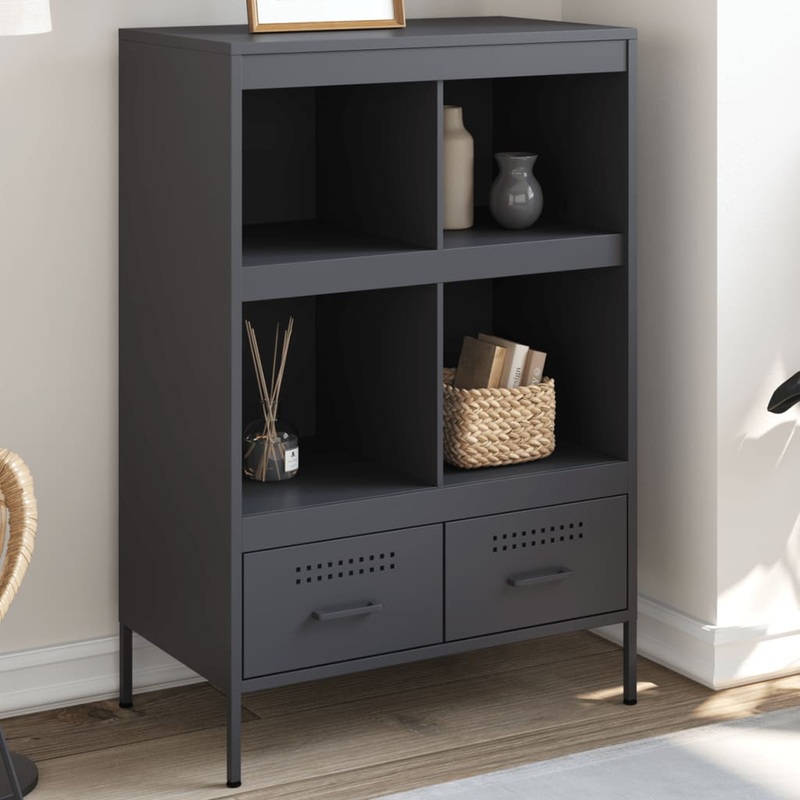 Buffet haut anthracite 68x39x101,5 cm acier
