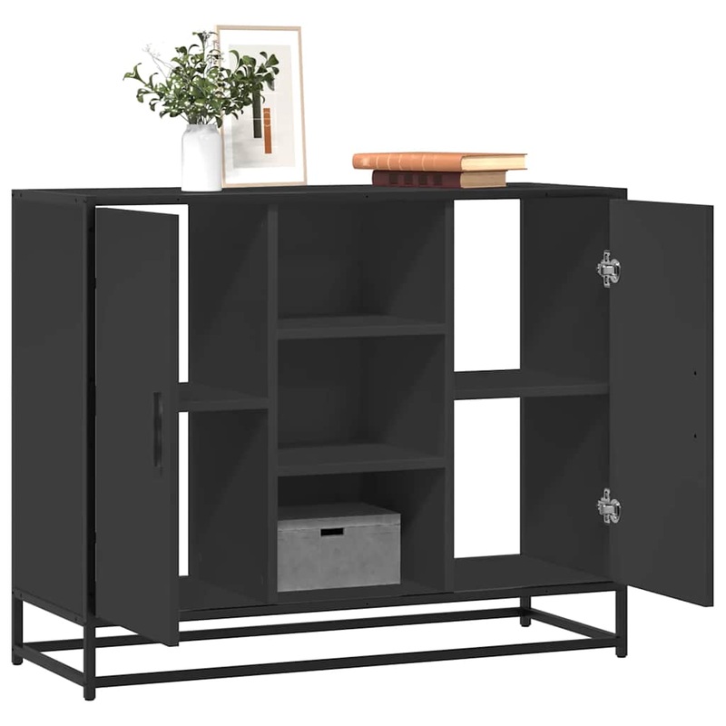 Buffet noir 92x35x76 cm bois dingnierie