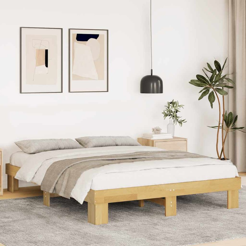 Cadre de lit sans matelas 140x200 cm bois massif de chne