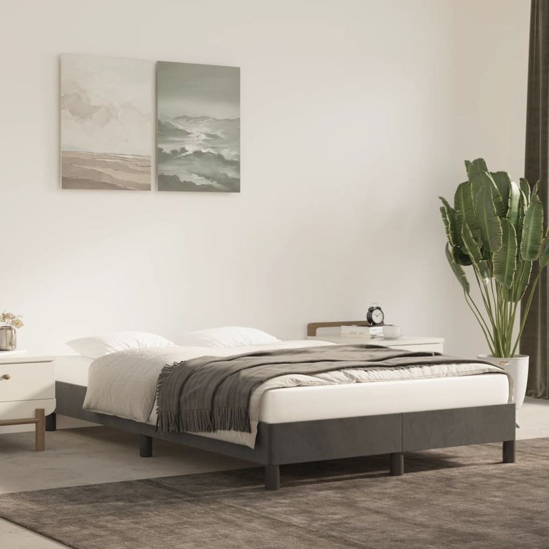 Cadre de lit sans matelas gris fonc 120x190 cm velours