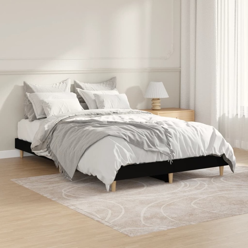 Cadre de lit sans matelas noir 120x190 cm bois d'ingnierie