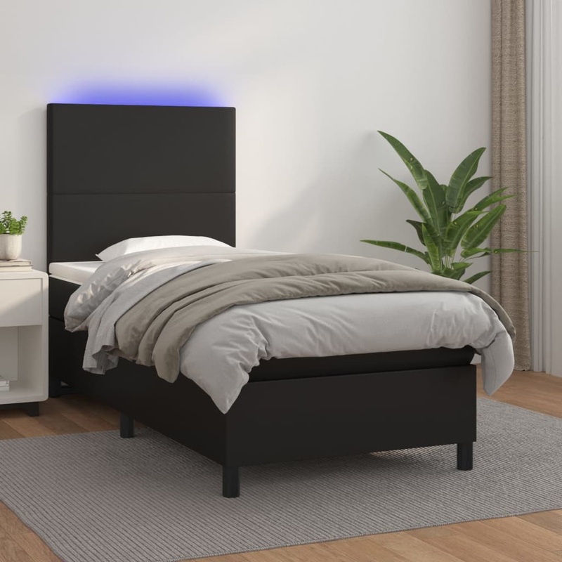 Sommier  lattes de lit avec matelas et LED Noir 80x200 cm