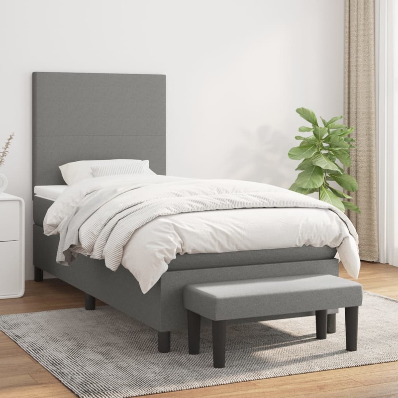 Sommier  lattes de lit avec matelas Gris fonc 80x200 cm Tissu