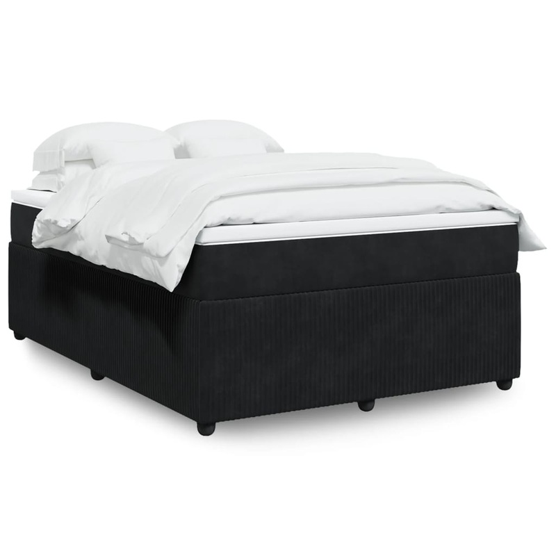 Sommier  lattes de lit avec matelas Noir 140x200 cm Velours