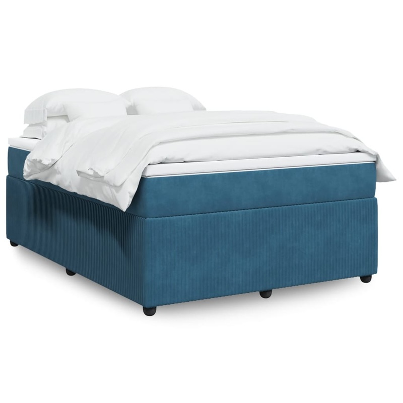 Sommier  lattes de lit et matelas Bleu fonc 140x200cm Velours