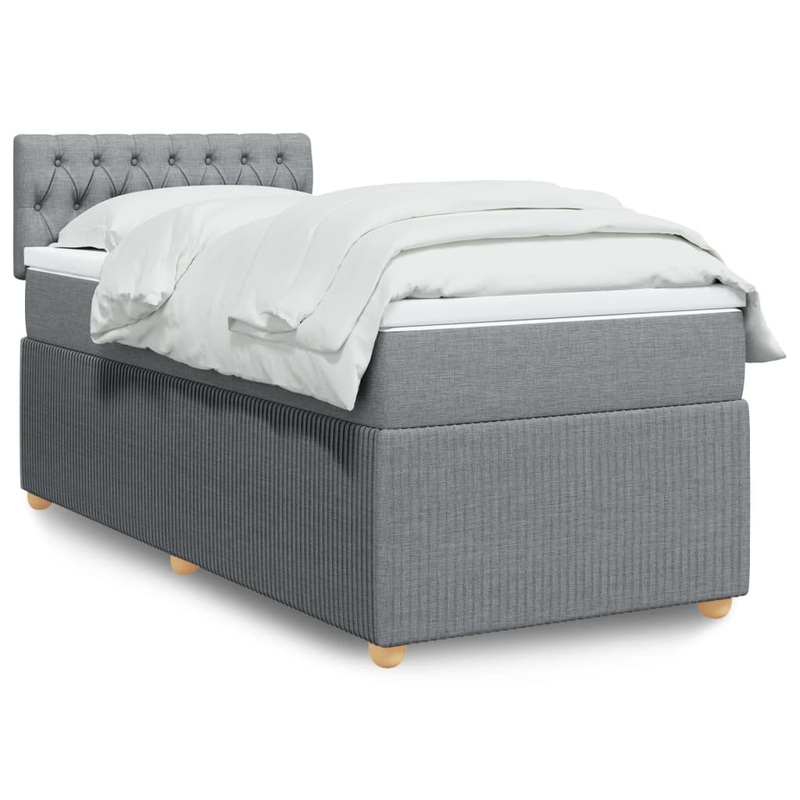 Sommier  lattes de lit et matelas Gris clair 90x190 cm Tissu