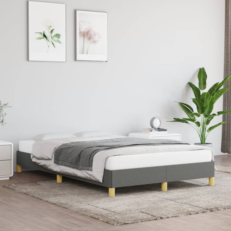Cadre de lit sans matelas gris fonc 120x190 cm tissu