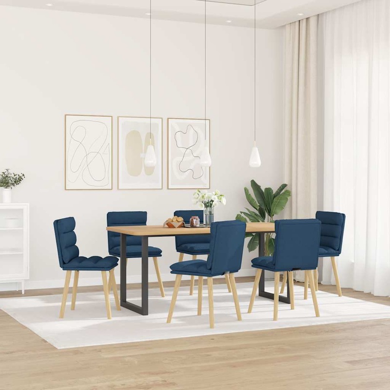 Chaises  manger lot de 6 bleu tissu