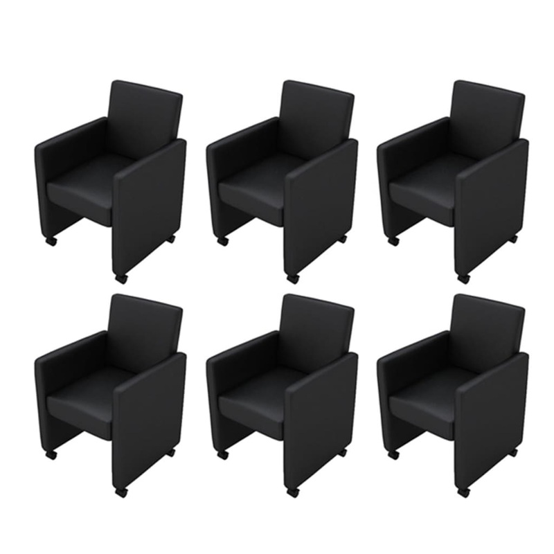 Chaises  manger lot de 6 noir similicuir