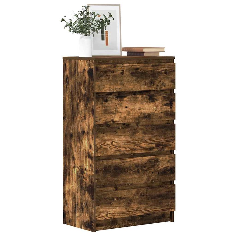 Commode Chne fum 60x36x103 cm Bois d'ingnierie
