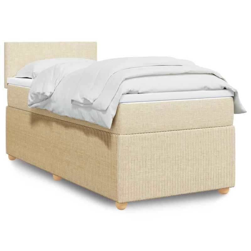 Sommier  lattes de lit avec matelas Crme 80x200 cm Tissu