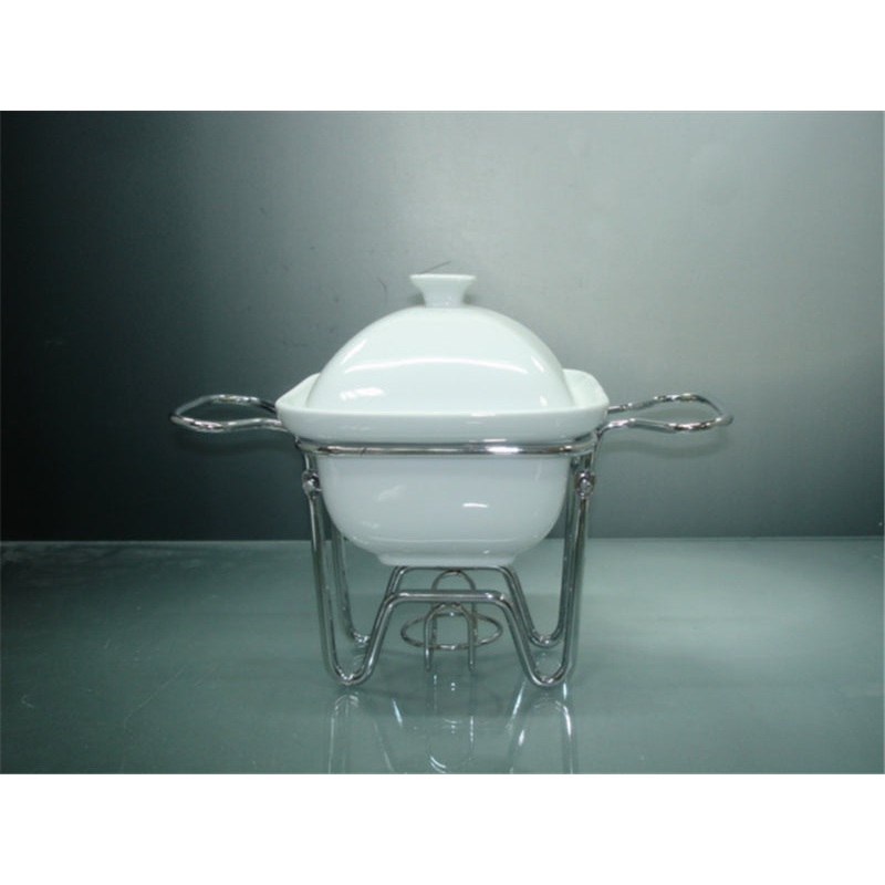 SQUARE CASSEROLE WITH METAL STAND