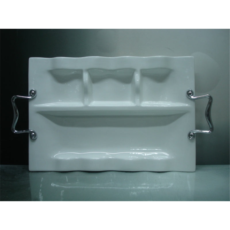 TRAY WITH METAL HANDLE