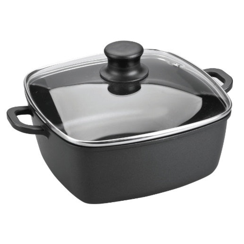 CAST ALUM SQUARE CASSEROLE  GLASS