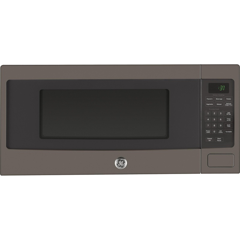 GE Profile Four  micro-ondes de comptoir de 24 po, 1,1 pi cu avec 10 niveaux de puissance PEM10SLFC