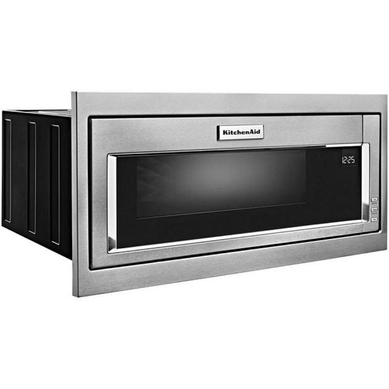 KitchenAid Four  micro-ondes encastrable de 1.1 pi. cu. avec panneau de commande dissimul YKMBT5011KS