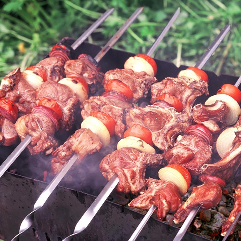 10pcs Flat Barbeque Skewers Durable and Reusable Grill Accessories
