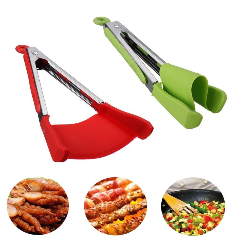 2 in 1 Non-Stick Heat Resistant Silicone Spatula and Tongs
