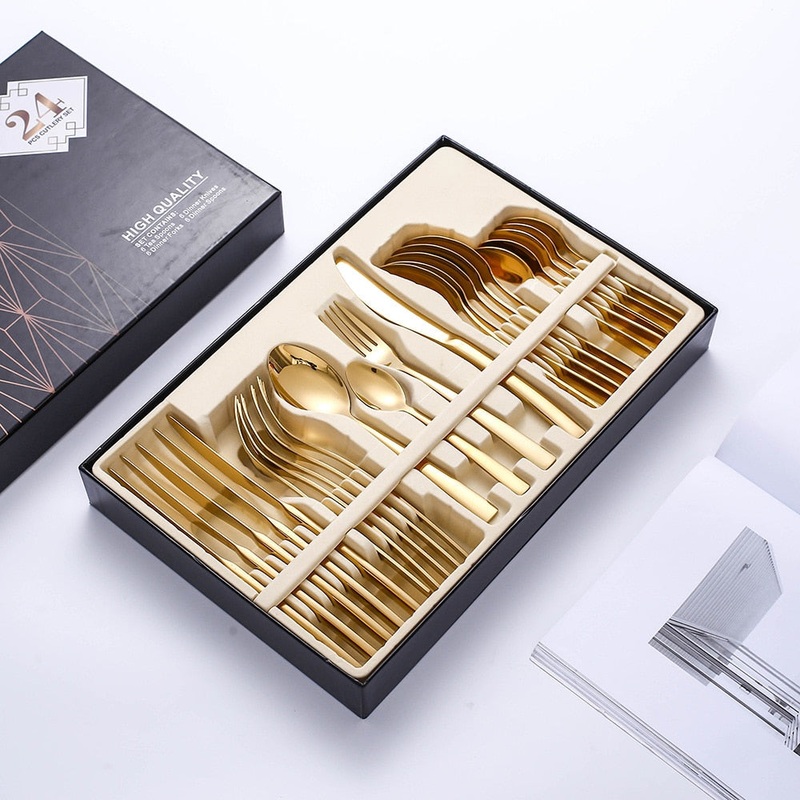 24pcs Stainless Steel Tableware Cutlery Dinner Set Durable BPA free
