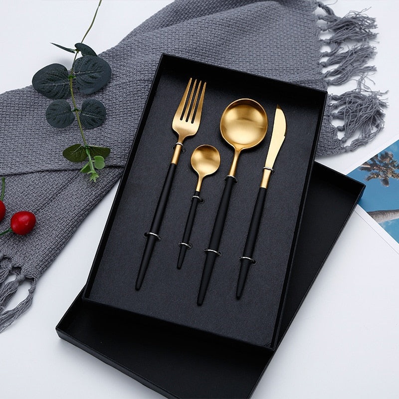 4pcs Cutlery Knives Forks Spoons Tableware Dinnerware Set