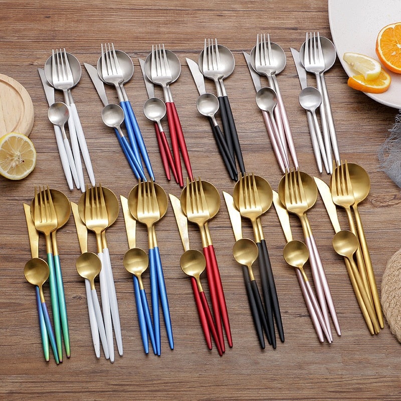 4pcs Restaurant Of Platinum Creative Colorful Kitchen Cutlery Set