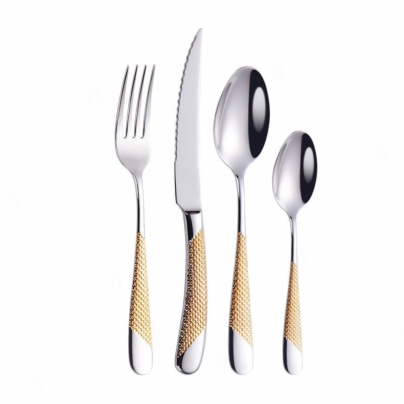 4pcs Stainless Steel Tableware Cutlery Set Dining Essentials