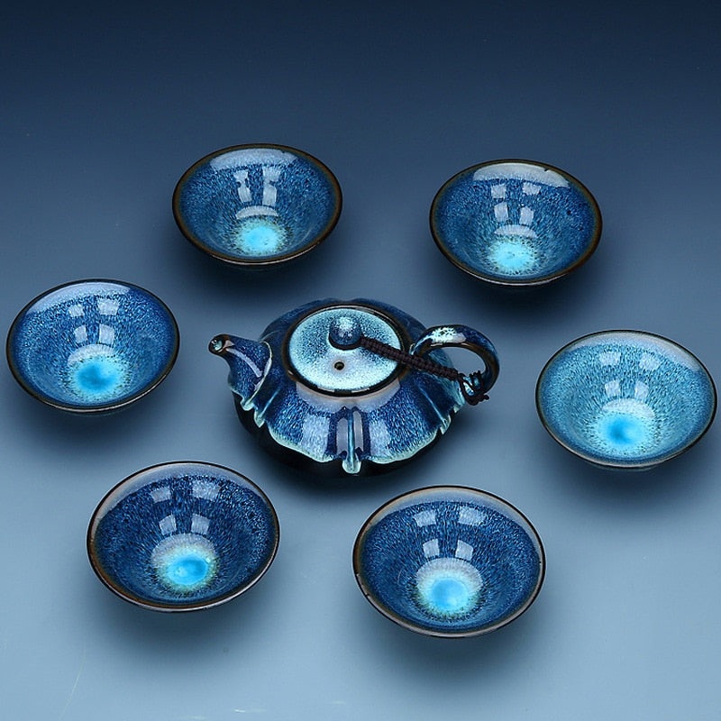7pcs Porcelain Handmade Teapot Tea Cup Elegant Teaware Set