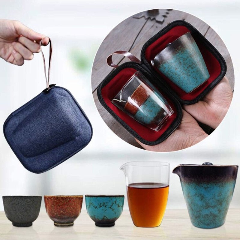 Travel Portable Ceramic Teapot Quick Cup Car Office Outdoor Tea Pot