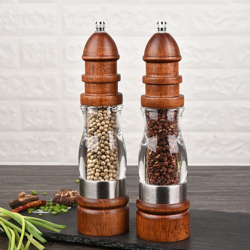 Adjustable Coarseness Wooden Salt and Pepper Grinder Set Wood Mills