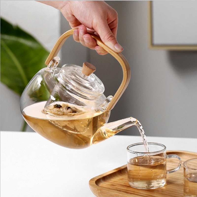 Heat Resistant Clear Borosilicate Glass Teapot Clear Japanese Style Tea Pot Infuser
