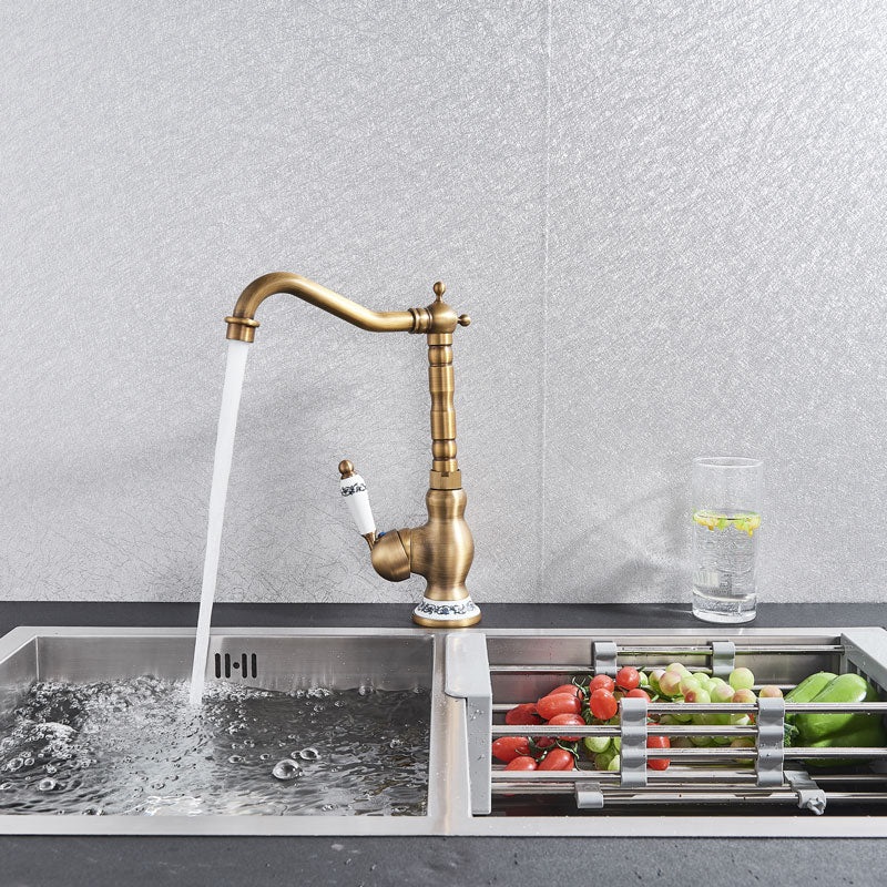 Kitchen Faucet Hot & Cold Mixer Tap Single Hole Bathroom Faucet
