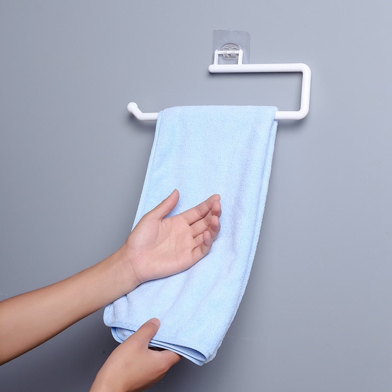 Kitchen Self-adhesive Towel Holder Toilet Paper Holder Storage Hanger