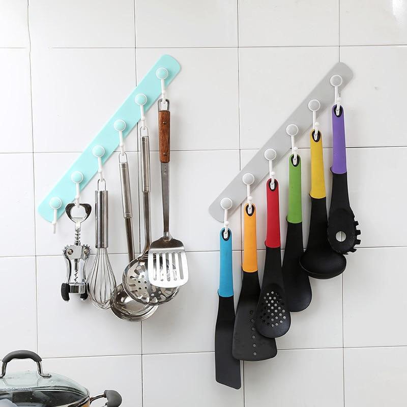 Multifunction Storage Hook Holder 6 Hooks Wall Door Holder Hanger Rack