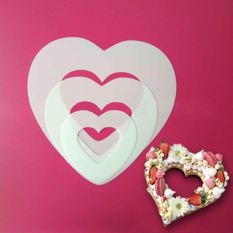 Safe Cooking Tool Stencil For Cake Decorating, Heart Shape Cake Template Made Of PET