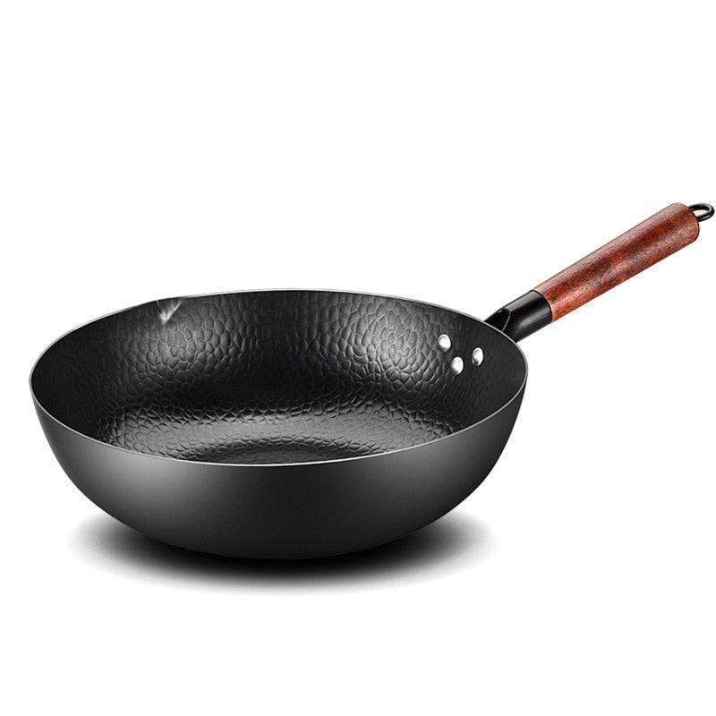 Uncoated Wok Non-Stick Pan Induction Cooker Universal Wood Cover