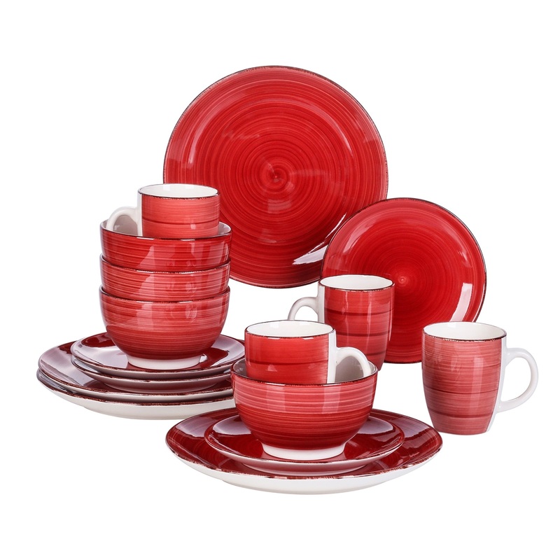 16-Pieces Porcelain Dinner Set Vintage Look Ceramic Plate Set