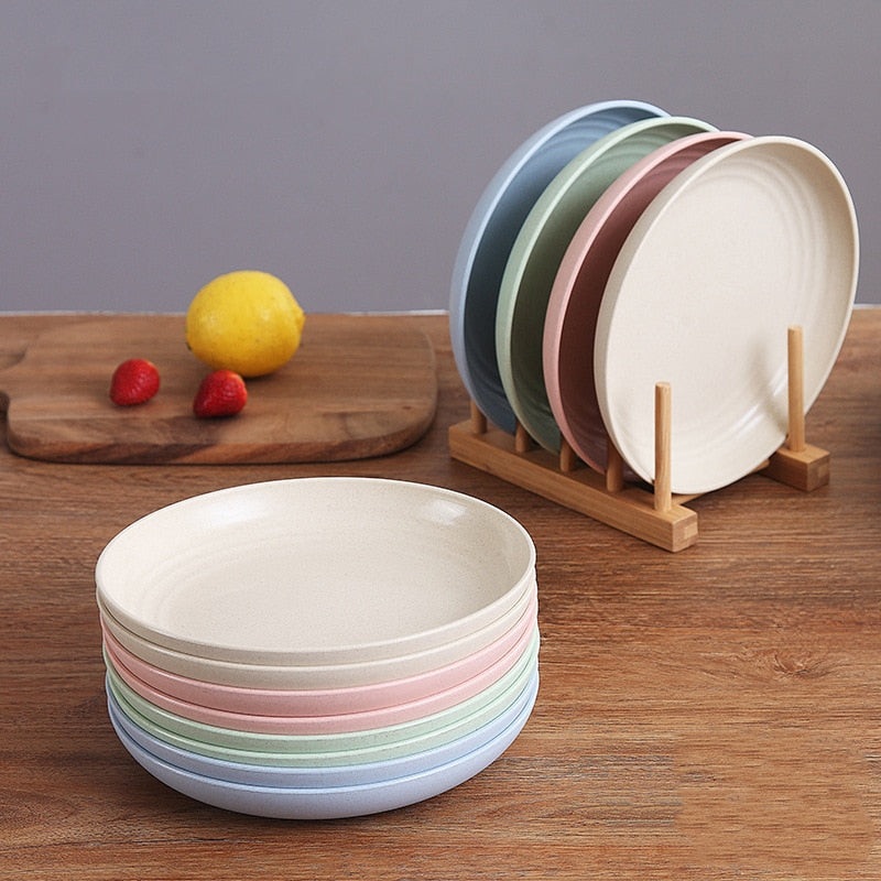 4pcs Dinner Plates Biodegradable Plates Fruit Dish Snack Plate