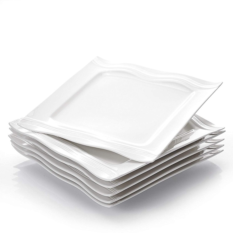 6-Piece Porcelain Ceramic Cream White Dessert Plates Fruit Snack Plate