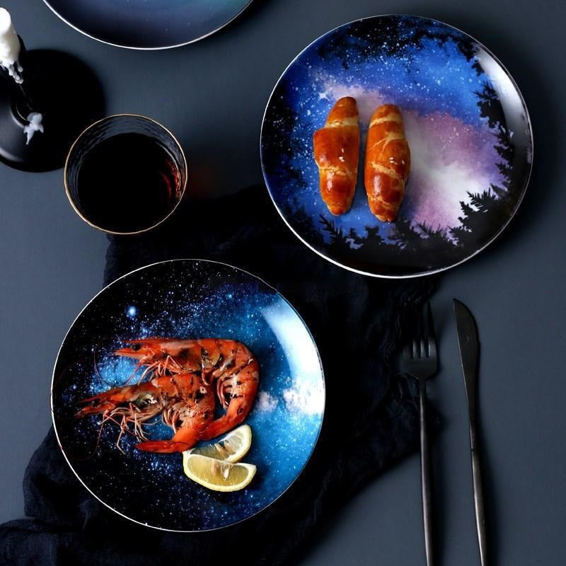 8 inch Starry Universe Ceramic Dishes Dinner Plate Tableware