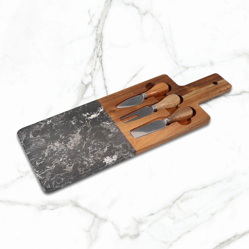 Cheese Board With 3pcs Cheese Knife Set Cheese Paddle Board