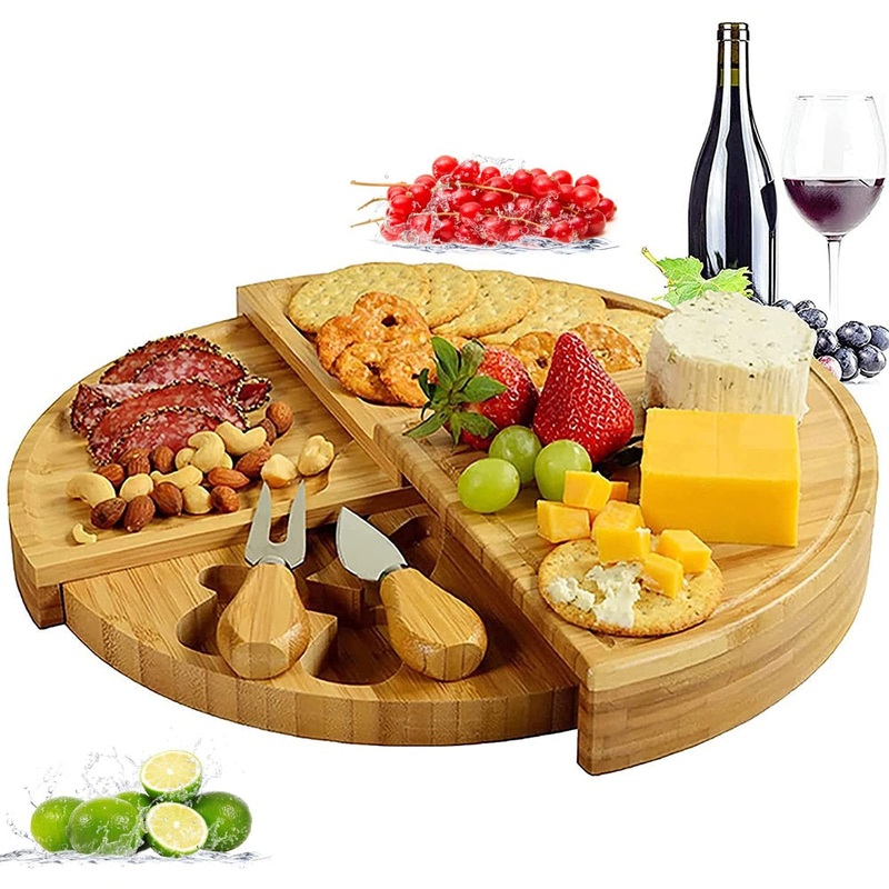 Cheese Plate Rotatable Serving Plate for Cheese and Appetizers