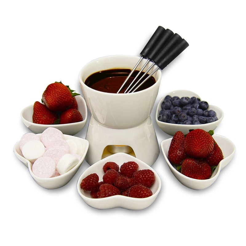 Chocolate Fondue Set Heart Shape Heart Shaped Chocolate Fondue Set