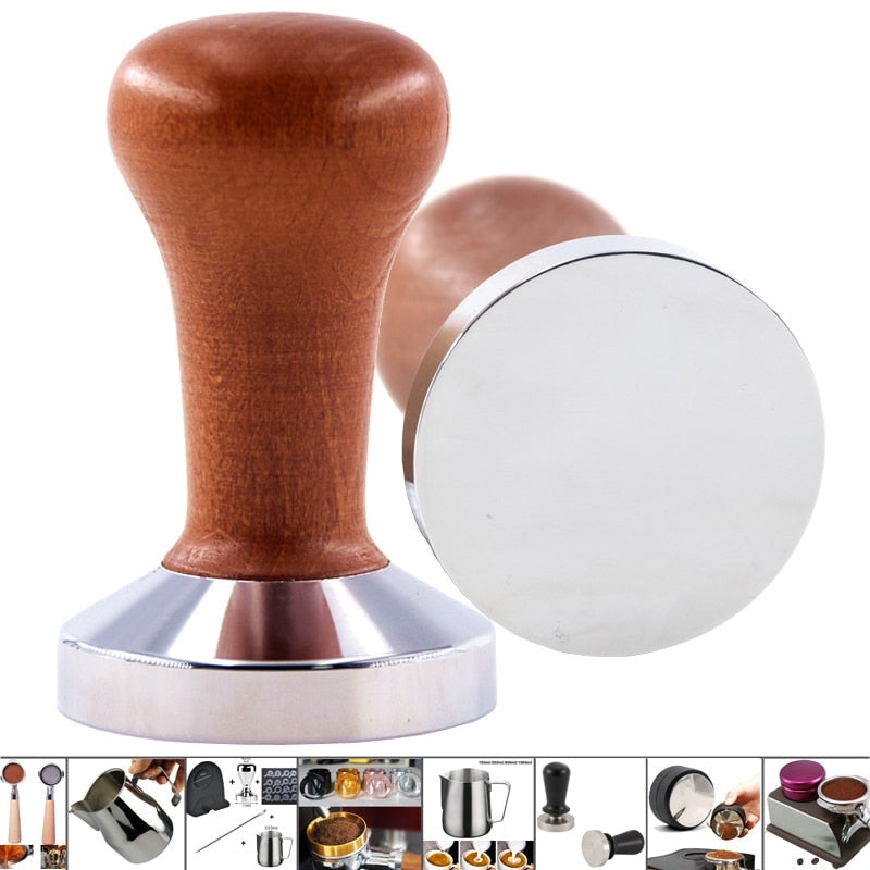 Coffee Tamper Wooden Handle Barista Espresso Maker Handmade Grinder