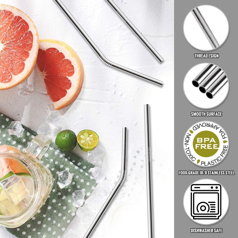 Colorful Stainless Steel Straw Eco-friendly Reusable Bent Straws Set