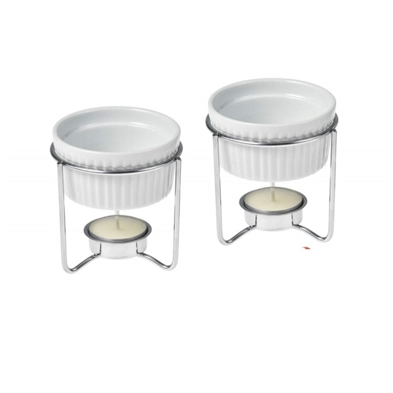 Mini Fondue Set Of 2 Ceramic Butter Warmer Set With Tealight Candle