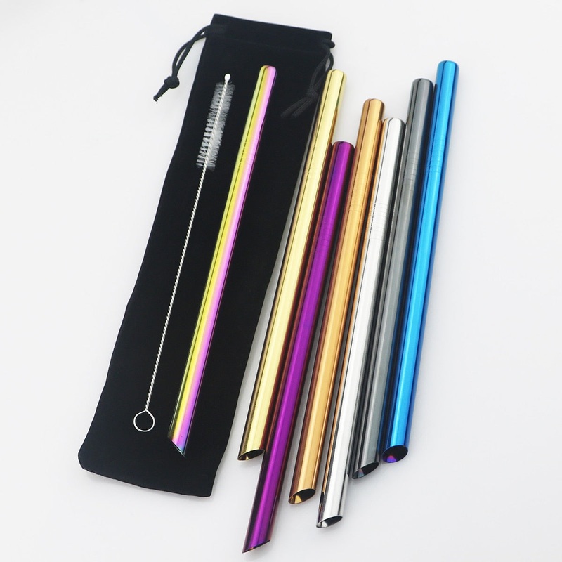 Reusable Drinking Straw Set Wide Metal Straw Stainless Steel Straw