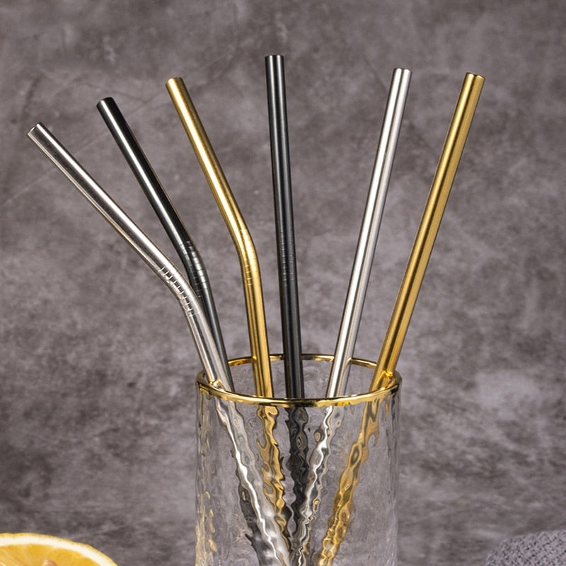 Reusable Metal Drinking Straws Stainless Steel Sturdy Bent Straw